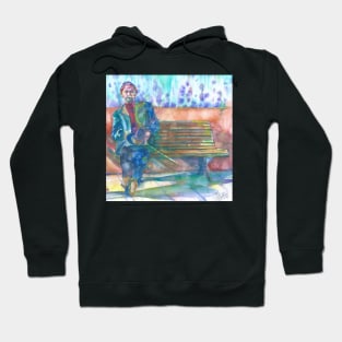 ANTON CHEKHOV sitting on the bench - watercolor portrait Hoodie